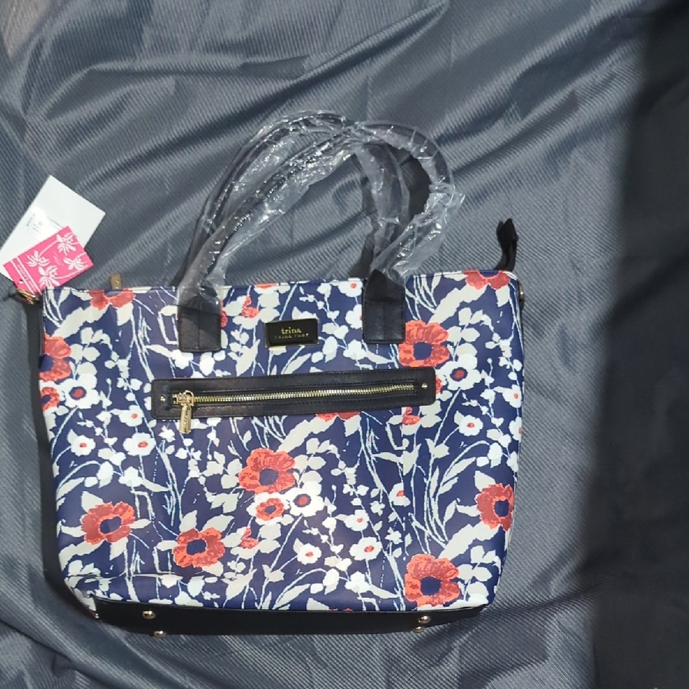 Trina Turk Blue and Red Floral Tote